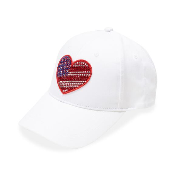INC International Concepts Women's Cotton Rhinestone Heart Baseball Cap NWT - Picture 1 of 1